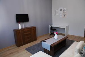 Televízia a/alebo spoločenská miestnosť v ubytovaní Apartamenty Szabla Bydgoszcz