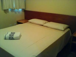 坎皮納的住宿－Day Camp Hotel Fazenda，一张带两个枕头的床和一条毛巾