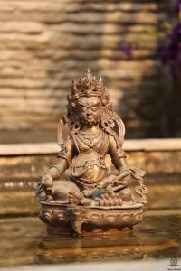 a statue of a deity sitting in the water at Aarya Chaitya Inn in Kathmandu