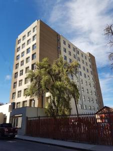 a tall building with a tree in front of it at Hotel Diego de Almagro Calama Express in Calama