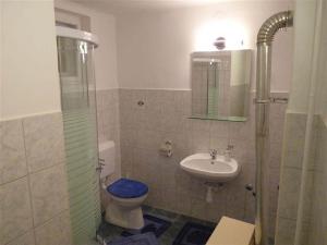 un baño con inodoro y lavabo en Pallósi Ház "A", en Sárvár 38 fotos más