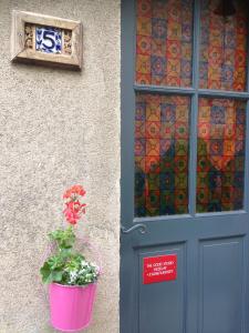 a door and a potted plant next to a door at The Good Studio Vezelay in Vézelay