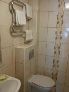 een badkamer met toilet en wastafel bij Deima in Nida +27 foto's