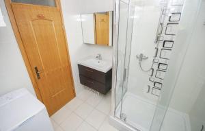 a bathroom with a shower and a sink at Apartment Skyscraper Maro in Rijeka