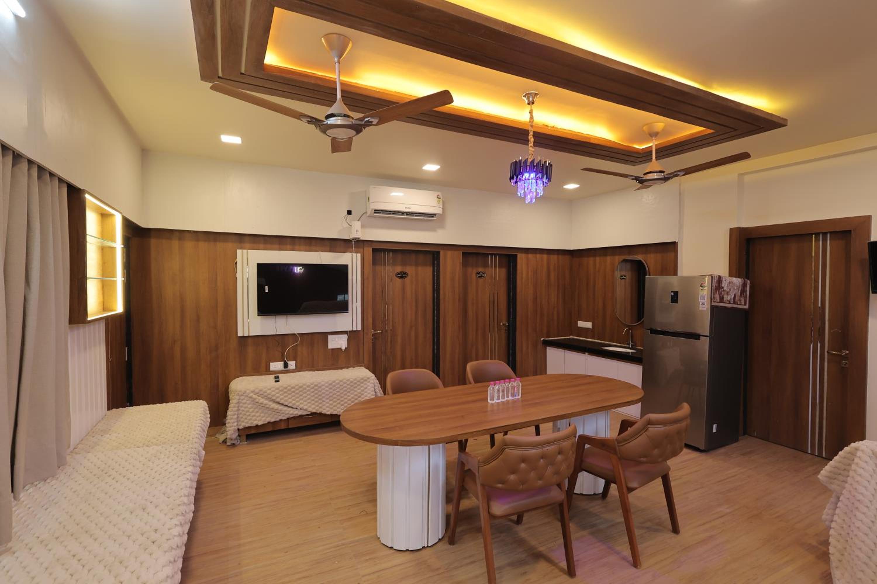 Lounge by the tall windows