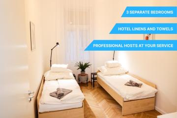 3 separate bedroom apartment for 6 people 5 BEDS, 2 BTHR AC FAST WIFI at the Parliament