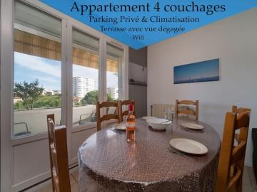 Appartement climatisé 2 chambres terrasse/ parking