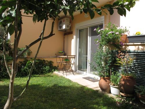A garden outside Athenian apartment with garden, near metro station Chalandri Nu 3