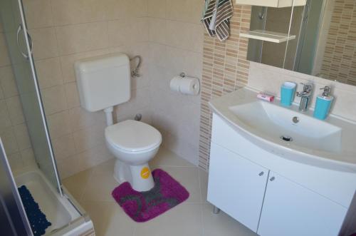a small bathroom with a toilet and a sink at Apartments Mili in Baška