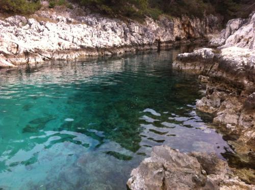 a large body of water with rocks in it at Apartment Rustic Jolly in Premantura