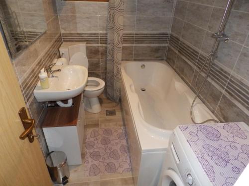 een badkamer met een wastafel, een bad en een toilet bij Apartment Tonka in Zaton