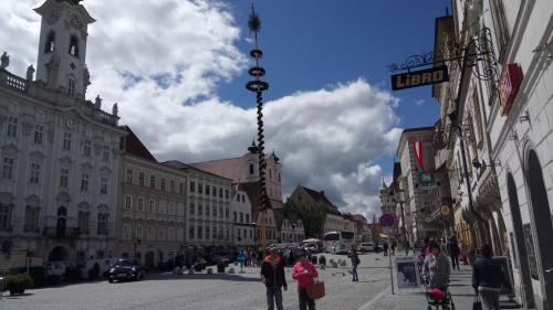 a group of people walking down a city street at Apartment AP 1 im Zentrum Steyr, BESTROOMS eU in Steyr