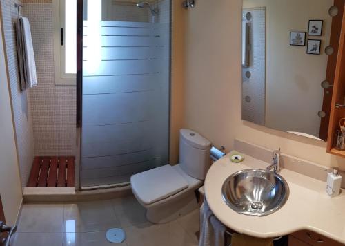 y baño con aseo, lavabo y ducha. en La Señal, en Alicante