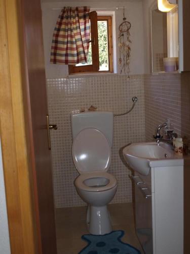 a bathroom with a toilet and a sink at Vacation Home Friday in Korčula