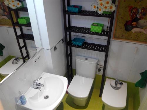 a bathroom with a toilet and a sink at Duplex la Pecera in Morche