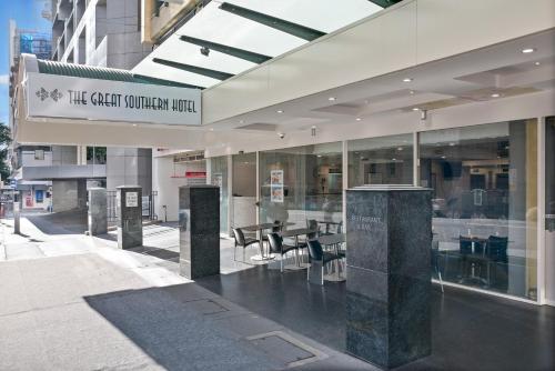 a building with a sign that reads life craft southern music at Great Southern Hotel Brisbane in Brisbane