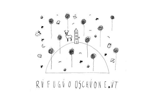 キアヴェンナにあるRifugio Uschioneの風船付誕生日招待状の手描ベクター図