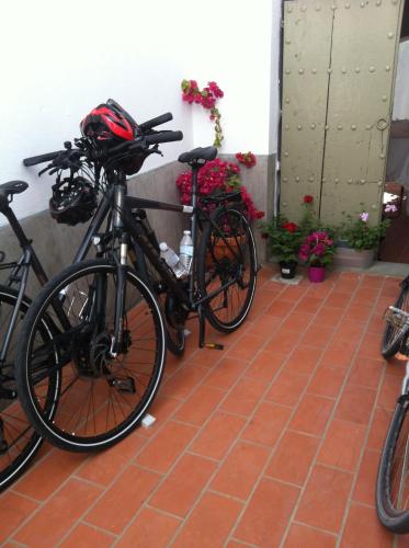 due biciclette parcheggiate accanto a un muro con fiori di No 31 Bed & Breakfast a Olvera