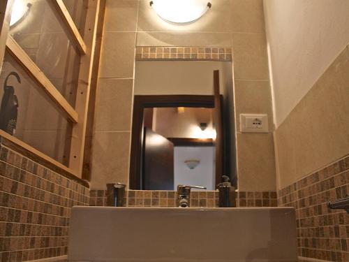 a bathroom with a sink and a mirror at B&B Kikina in Austis