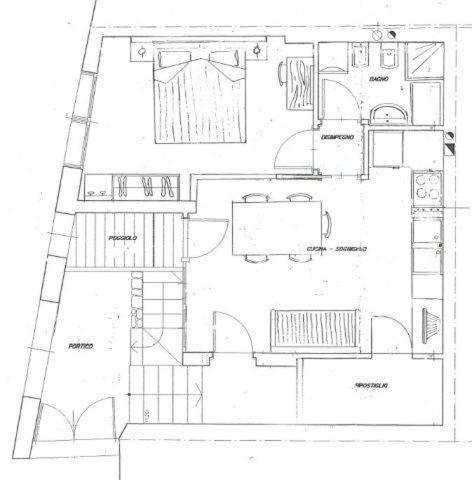 a drawing of a floor plan of a house at Haus Green & Spa Angelika Trentino in Lavarone