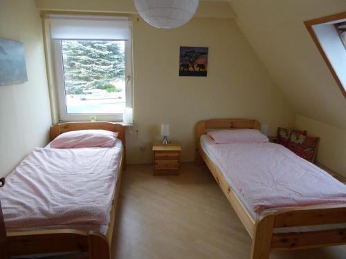 Postel nebo postele na pokoji v ubytování Ostseeferienwohnung Storchennest