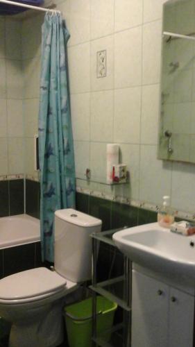 uma casa de banho com um WC e um lavatório em Апартаменты Зеленоградск em Zelenogradsk