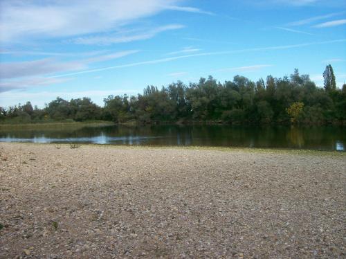 a body of water with trees in the background at Camping Le Canoë in Chaussin