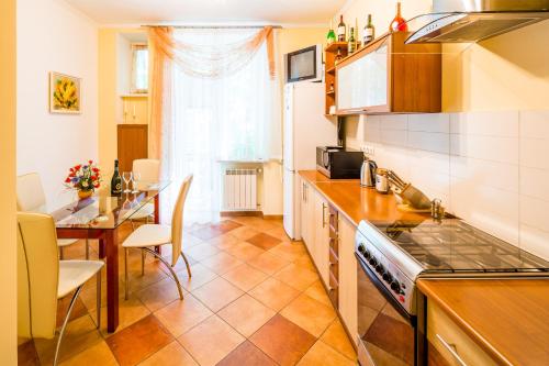 Η κουζίνα ή μικρή κουζίνα στο Apartment on Arkhipenka with Panorama View