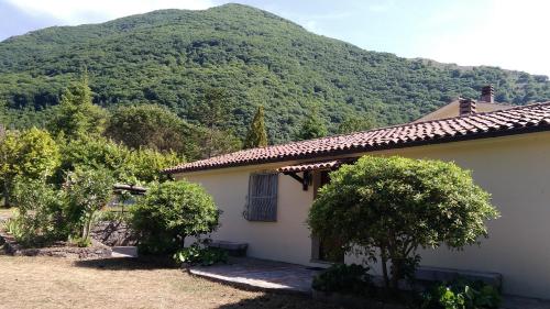 una casa con una montaña en el fondo en Agriturismo Collevento, en Trecchina
