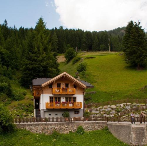 una casa en una colina con una valla alrededor en Haus Taumberger, en Sankt Jakob in Defereggen