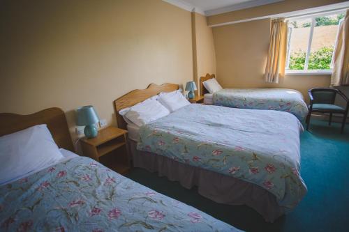 a hotel room with two beds and a window at Diamond Hill Country House in Waterford