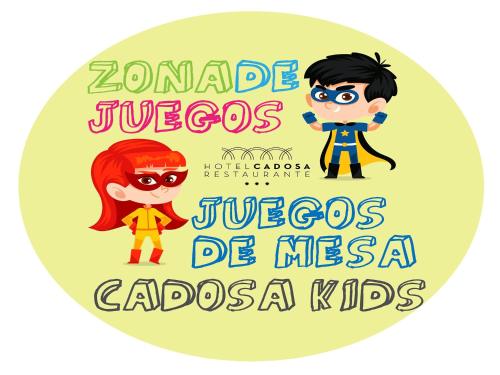 a poster for a superhero kids party with super heroes at Hotel Restaurante Cadosa in Soria