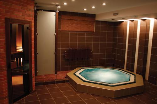 a jacuzzi tub in a bathroom with a shower at Villa Rossa Hotel in Chişinău