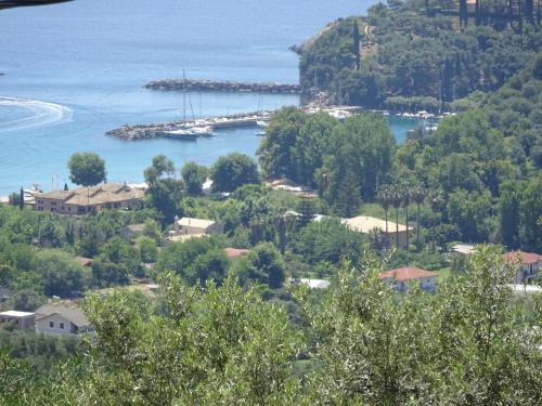 a view of a small island in a body of water at Elena Rista Studios in Parga