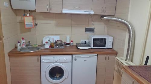クルジュ・ナポカにあるMiniStudio UltraCentralのキッチン(洗濯機、シンク付)