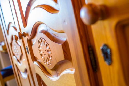 a close up of a wooden door at Penzion Berc in Bled
