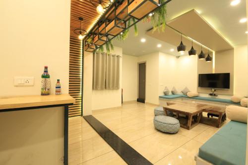 Khu vực ghế ngồi tại Blue Beds Hostel