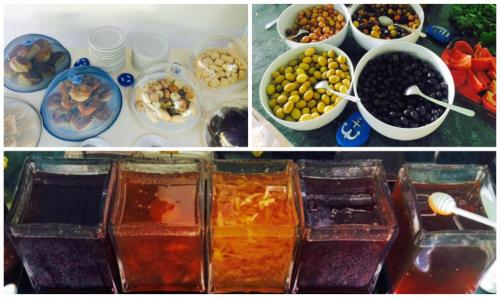 a collage of pictures of different types of food at Blue & White Hotel in Cıralı