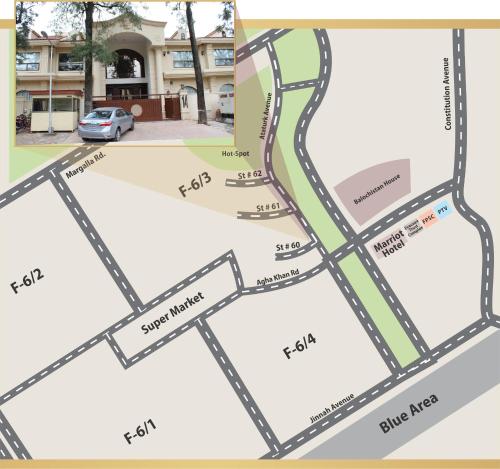 a map of the proposed improvements to the intersection of blue avenue and kings road at S Chalet Islamabad in Islamabad