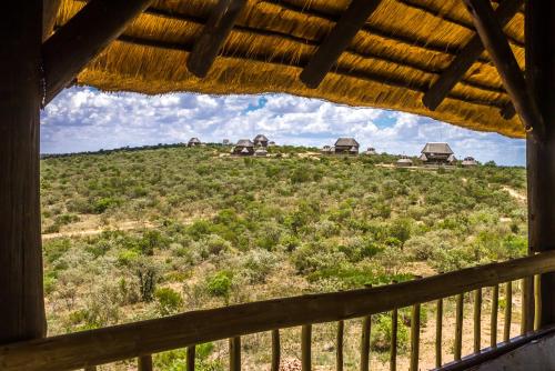 a view of a field from a window of a house at Big Valley Game Lodge in Lobatse