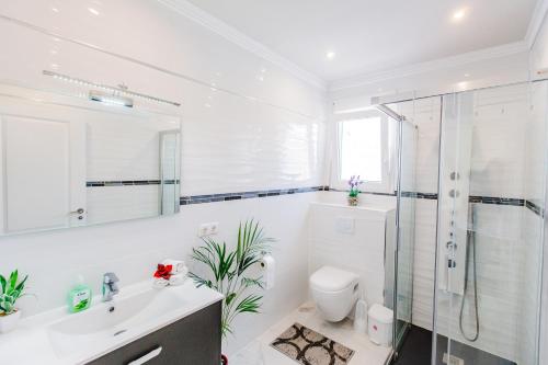 カルプにあるVilla HAYAHAY with PRIVATE POOL & Amazing viewの白いバスルーム(シャワー、トイレ付)