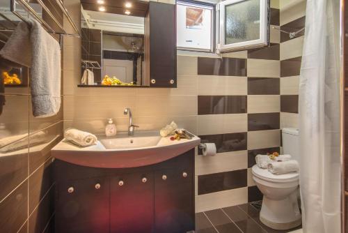 a bathroom with a sink and a toilet at Alexandra Apartment in Gaios