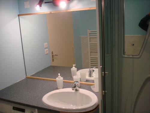 a bathroom with a sink and a mirror at Residence des Ondines in Damgan