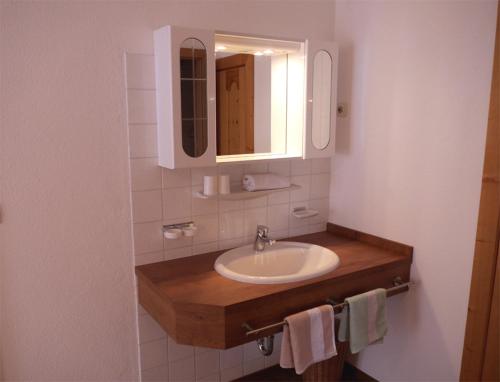 ロイタッシュにあるAhrnerhofのバスルーム(シンク、鏡、タオル付)