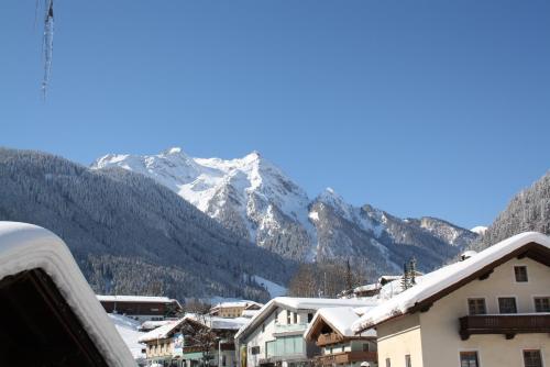 a view of a mountain with snow covered mountains at Hotel Neuwirt in Finkenberg