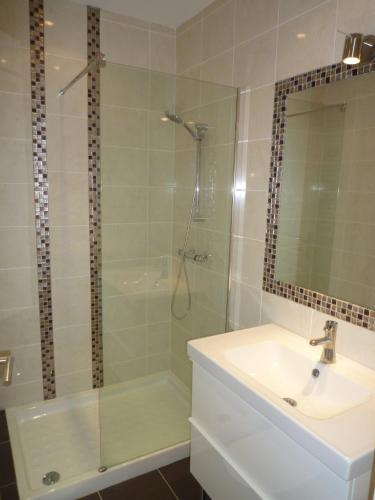 une salle de bain avec une douche et un lavabo et une douche dans l'établissement La Loge, à Nice