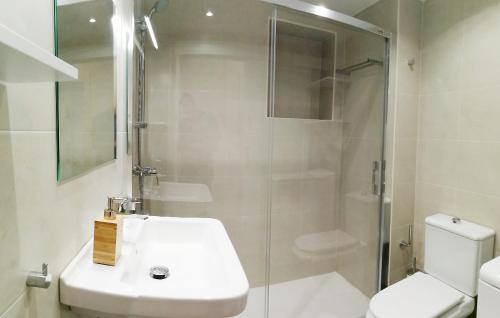 マルベーリャにあるAndalusian Apartmentのバスルーム(シャワー、洗面台、トイレ付)