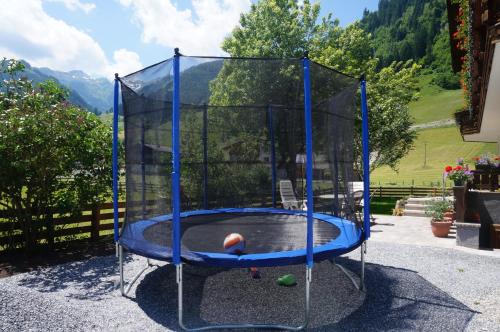 a trampoline with a ball in a batting cage at Haus Fercher in Grossarl