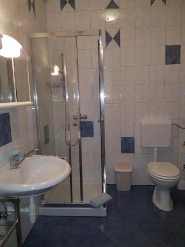 Koupelna v ubytování Apartmaji Mežan