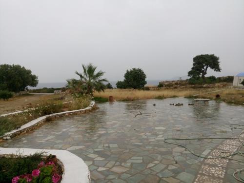 una piscina de agua en un campo con árboles en Anatoli, en Ampelas